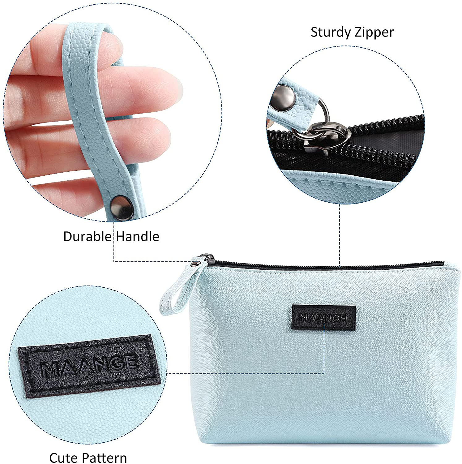 Cosmetic Bags for Women Small Makeup Bag for Purse Pu Leather Makeup Pouch Trave