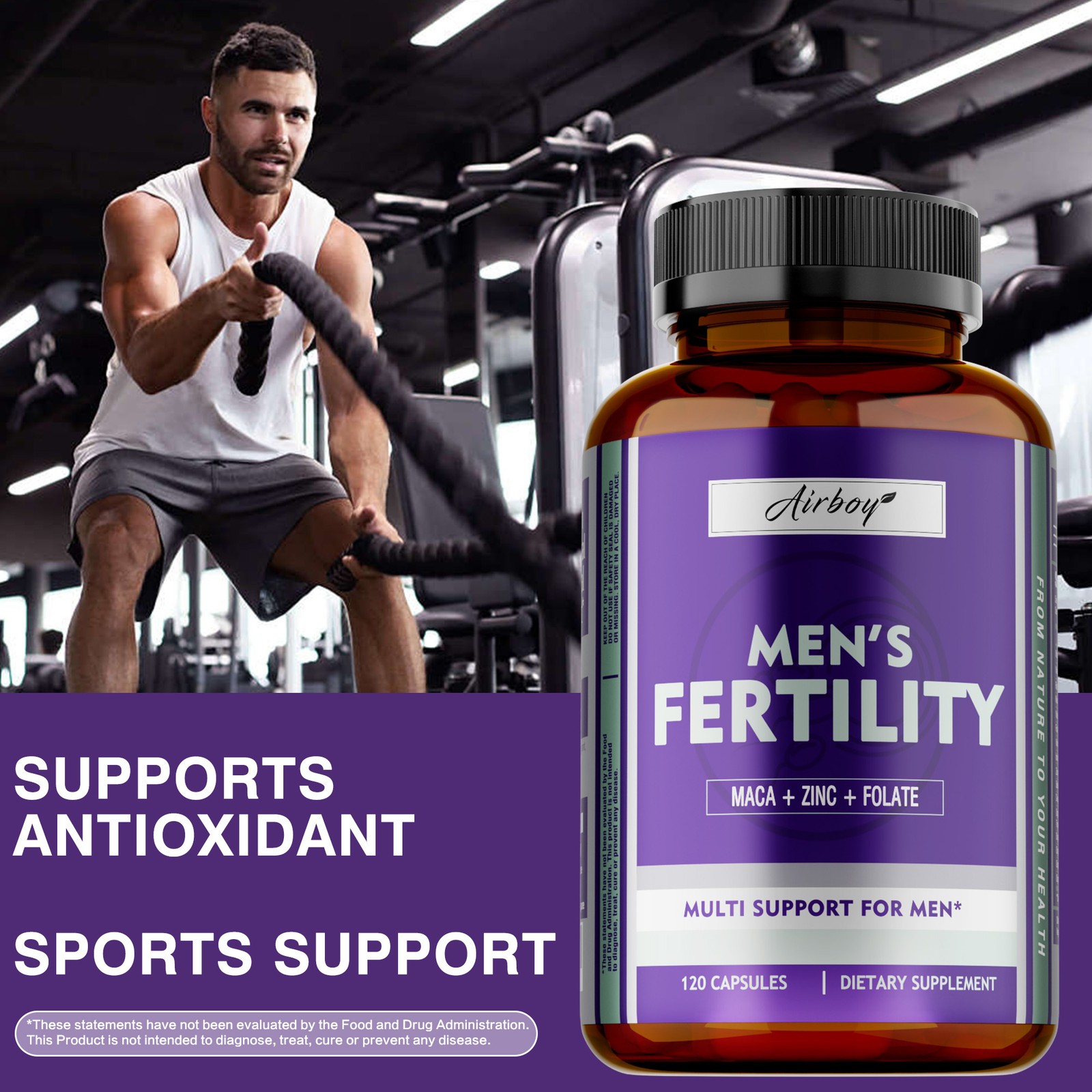 Men’s Fertility 120pcs – Optimizes Sperm Count and Motility, Enhances Brain
