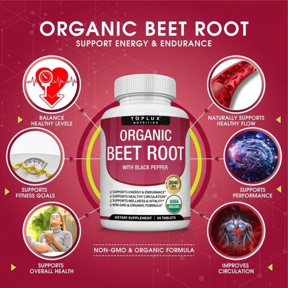 1 Sealed Organic Beet Root Energy + Antioxidant Supplement 90 Tabs NEW++