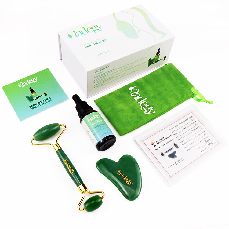 Jadegy Jade Face Roller Gua Sha Set and Vitamin C Serum – Skin Care Gift Set