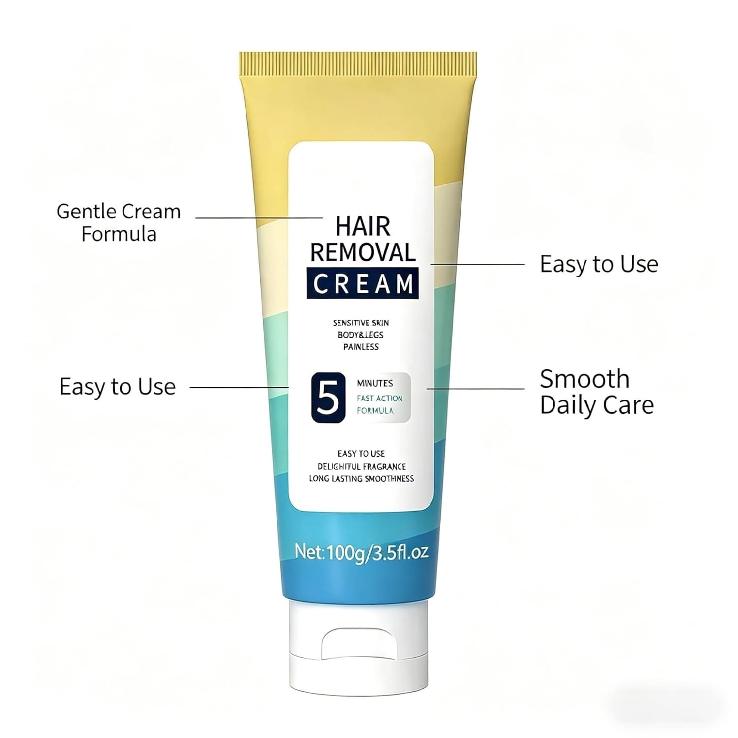 Gentle Hair Removal Cream for Women & Men, Arms Legs Underarms, 100g