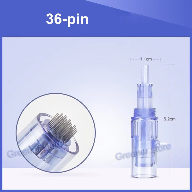 Micro Pen Mesotherapy & 10Pcs 36Pin Replacement Needle Cartridges Tip Face Care
