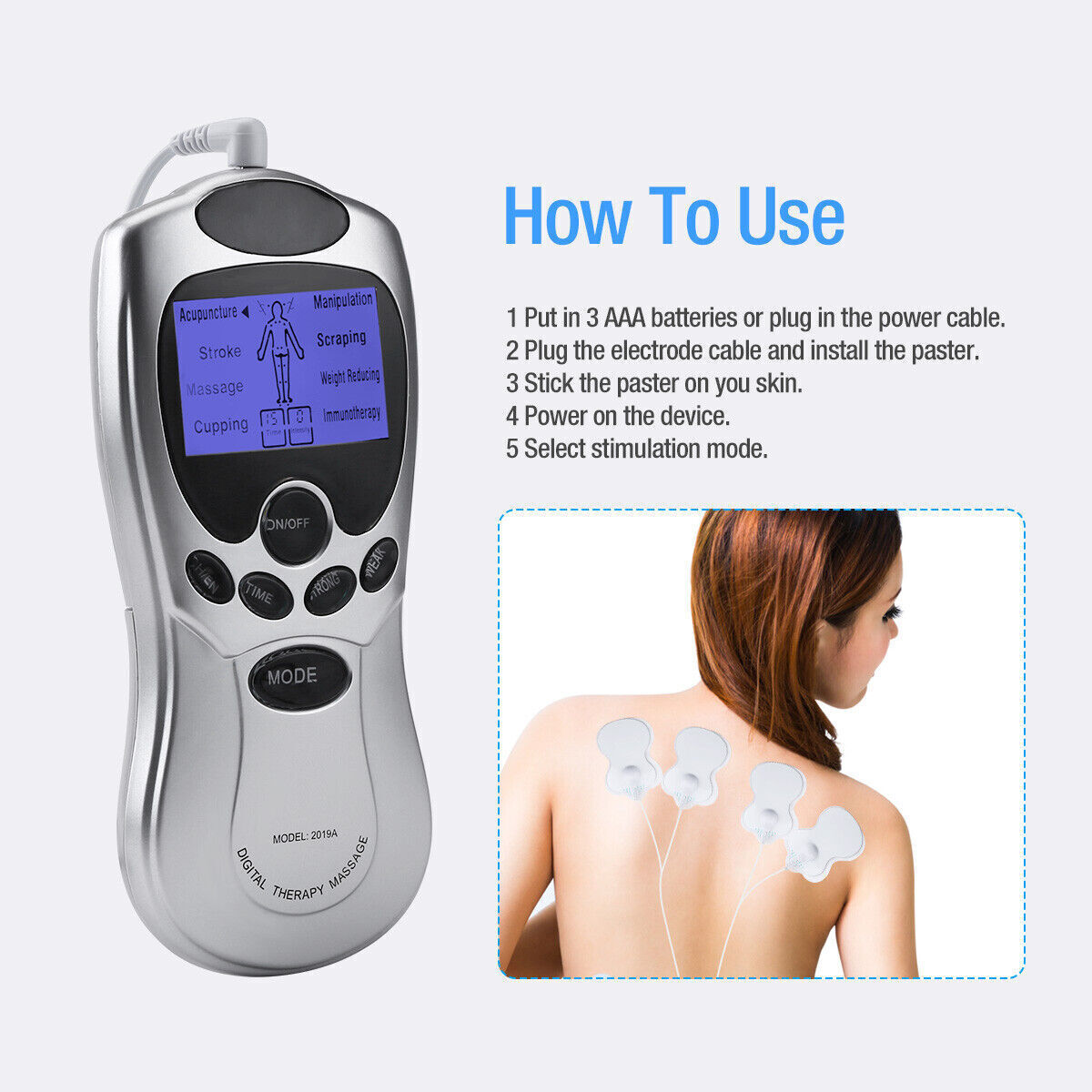 Electric Stimulation Pulse Muscle Massager Tens Unit Machine Therapy Pain Relief