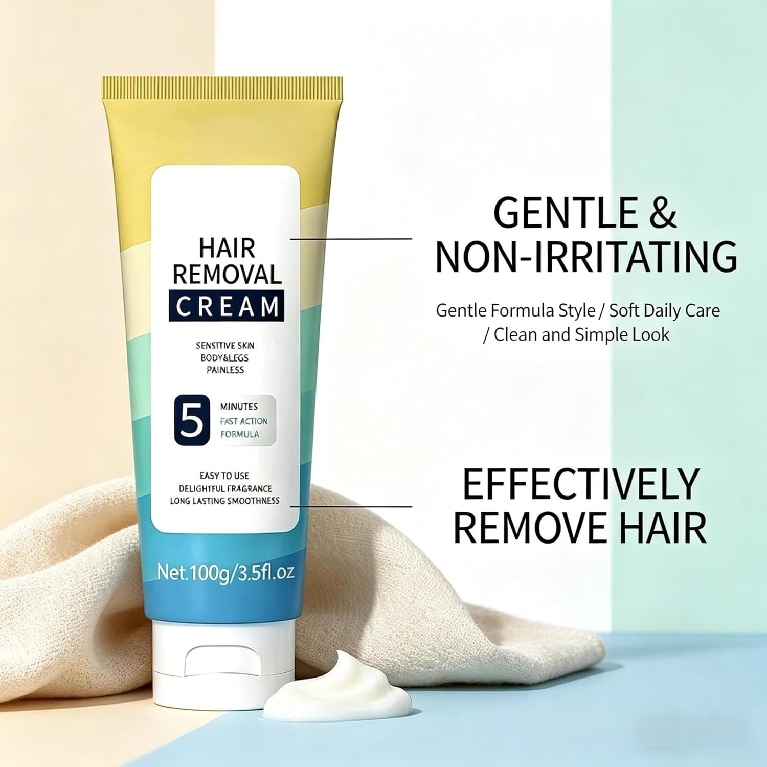 Gentle Hair Removal Cream for Women & Men, Arms Legs Underarms, 100g