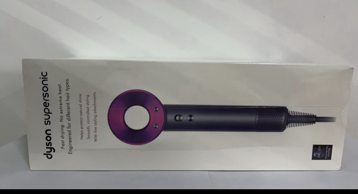 Dyson Supersonic Hair Dryer Black/Purple w/ Diffuser Attachments & Box