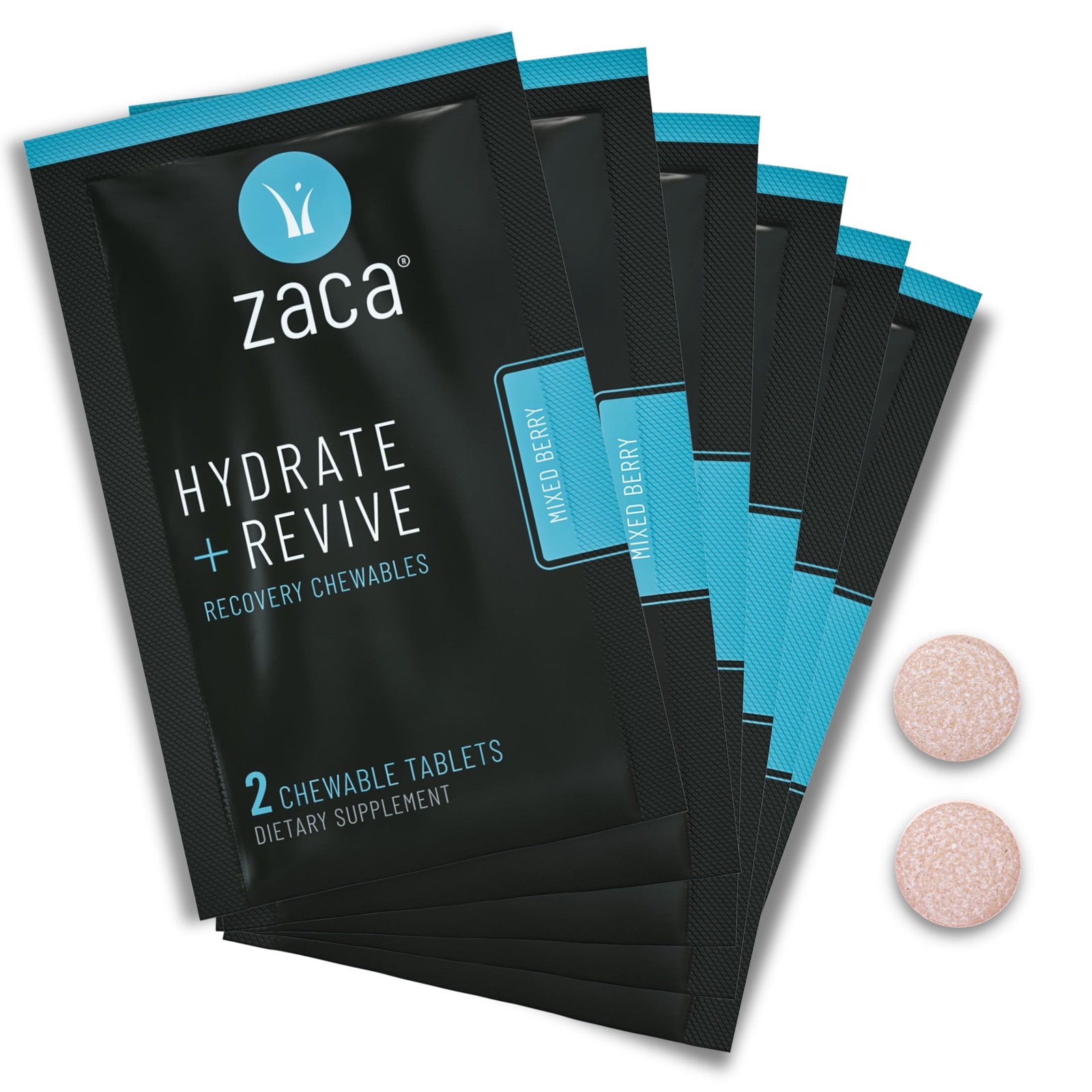 Zaca Recovery Chewable Supplement | Hydrate + Revive | 6 2 Count (Pack of 6)