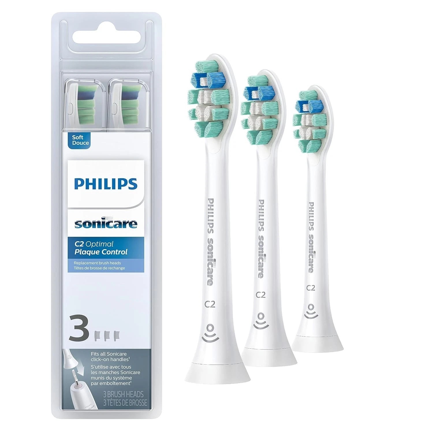Philips Sonicare C2 Optimal Plaque Control Brush Heads, Genuine Replacement