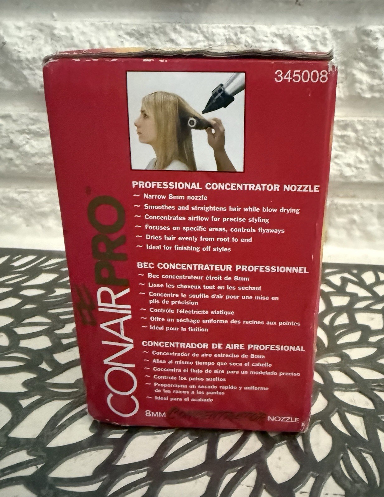 ConairPRO Universal Fit Concentrator Nozzle Dryer Attachment, 8mm, Black 345008