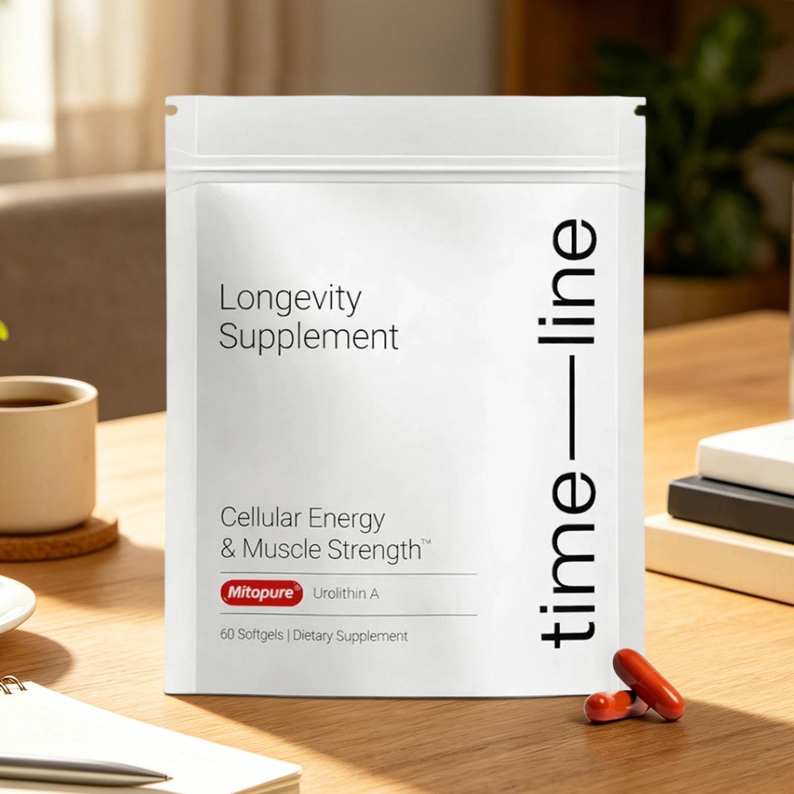Time-Line Longevity Supplement Mitopure Urolithin A 60 Softgels