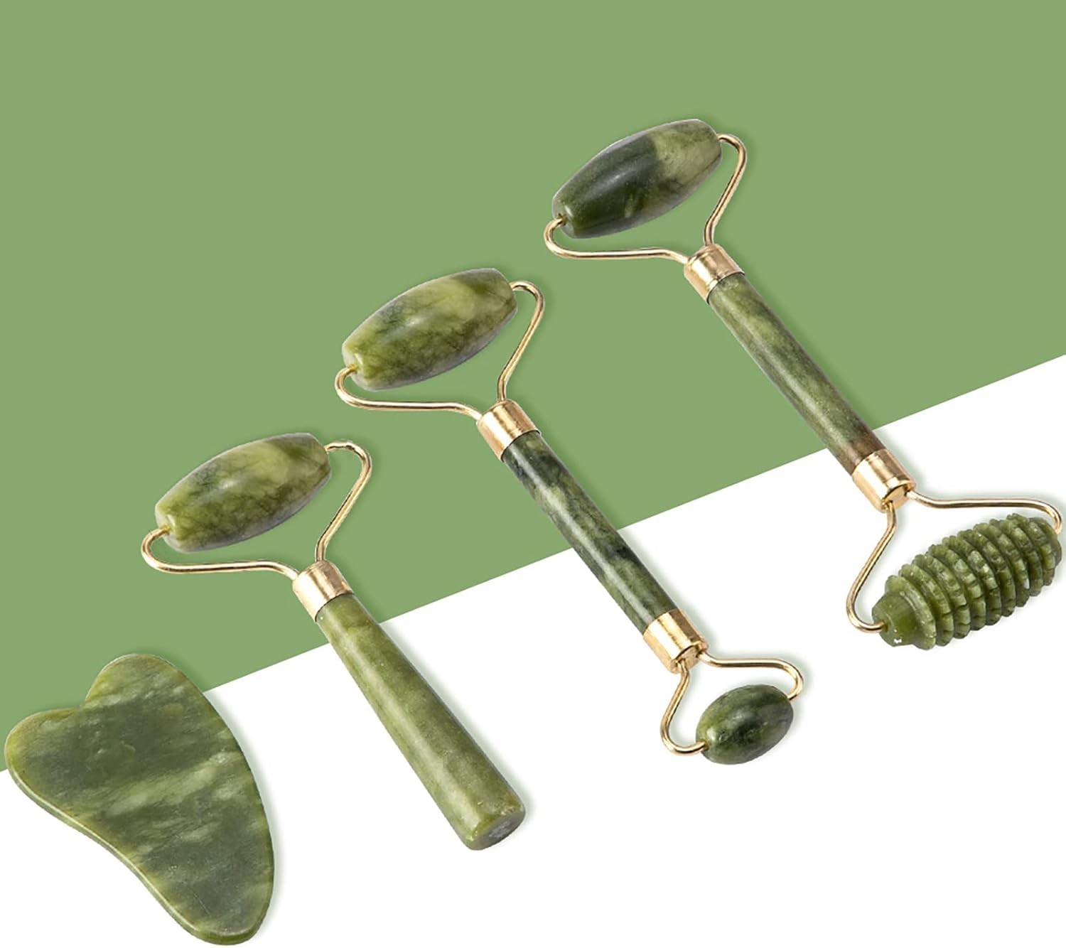 Jade Roller Gua Sha Facial Massage Set 5PCS Face Sculpting Skin Care Tool