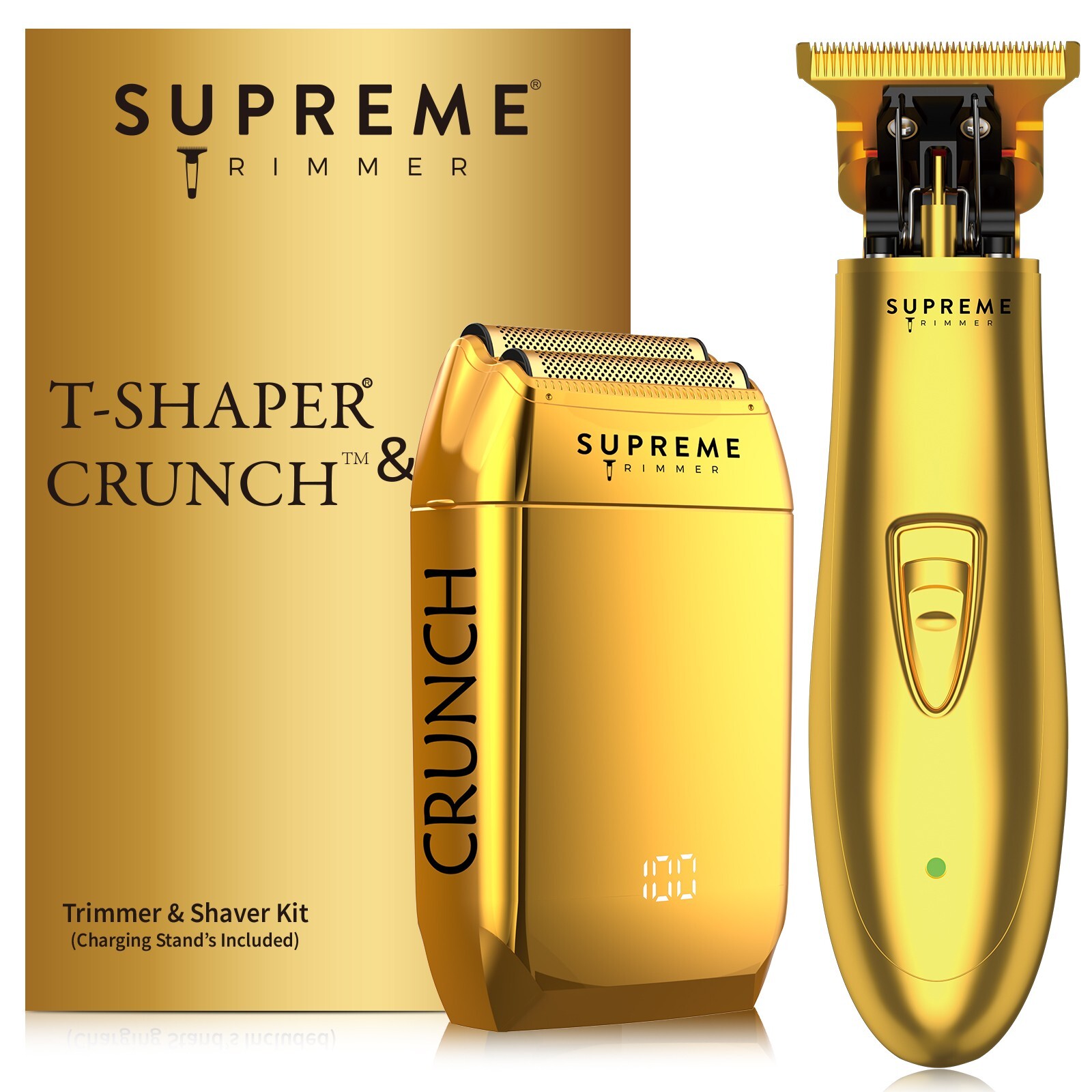 Men’s Trimmer & Foil Shaver by SUPREME TRIMMER – ST5200 & STF602 Bundle – Gold