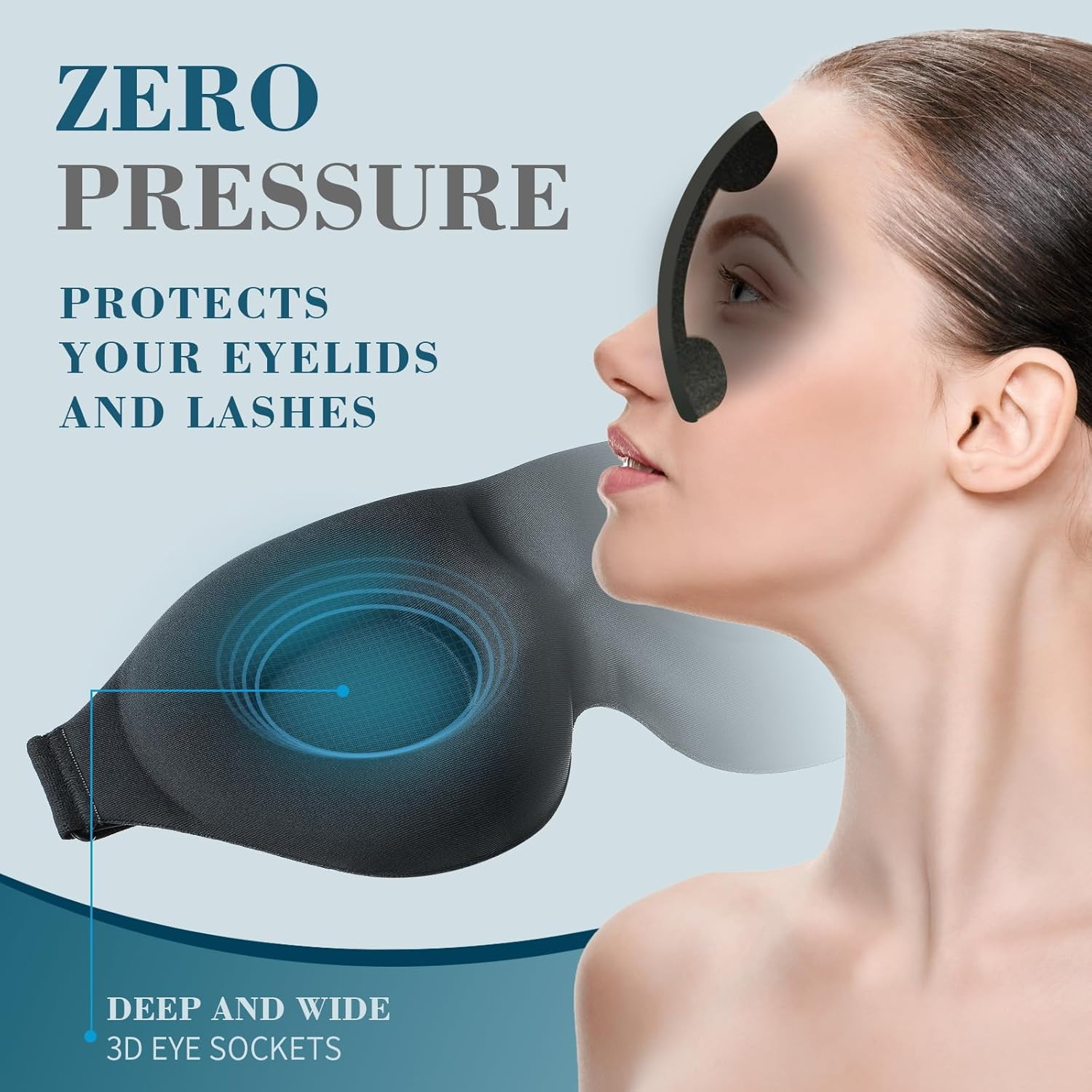 3D Black Sleep Mask For Men & Women Eye Mask Sleep Blindfold Travel Accessories