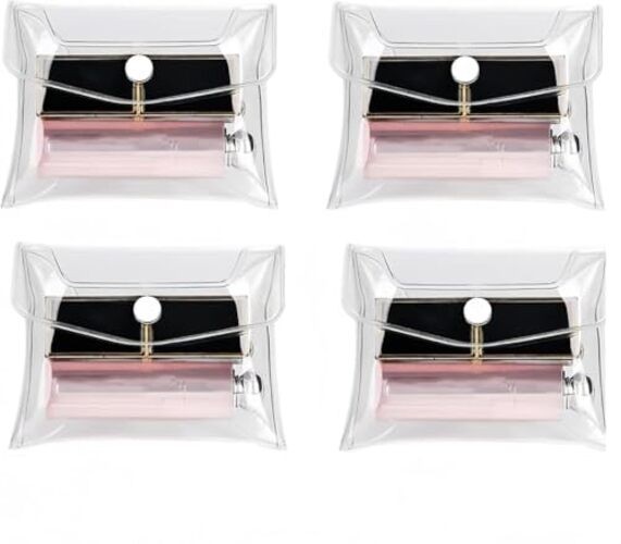4Pcs Mini PVC Makeup Bag Small Clear Plastic Cosmetic Organizer Bag Pouch with