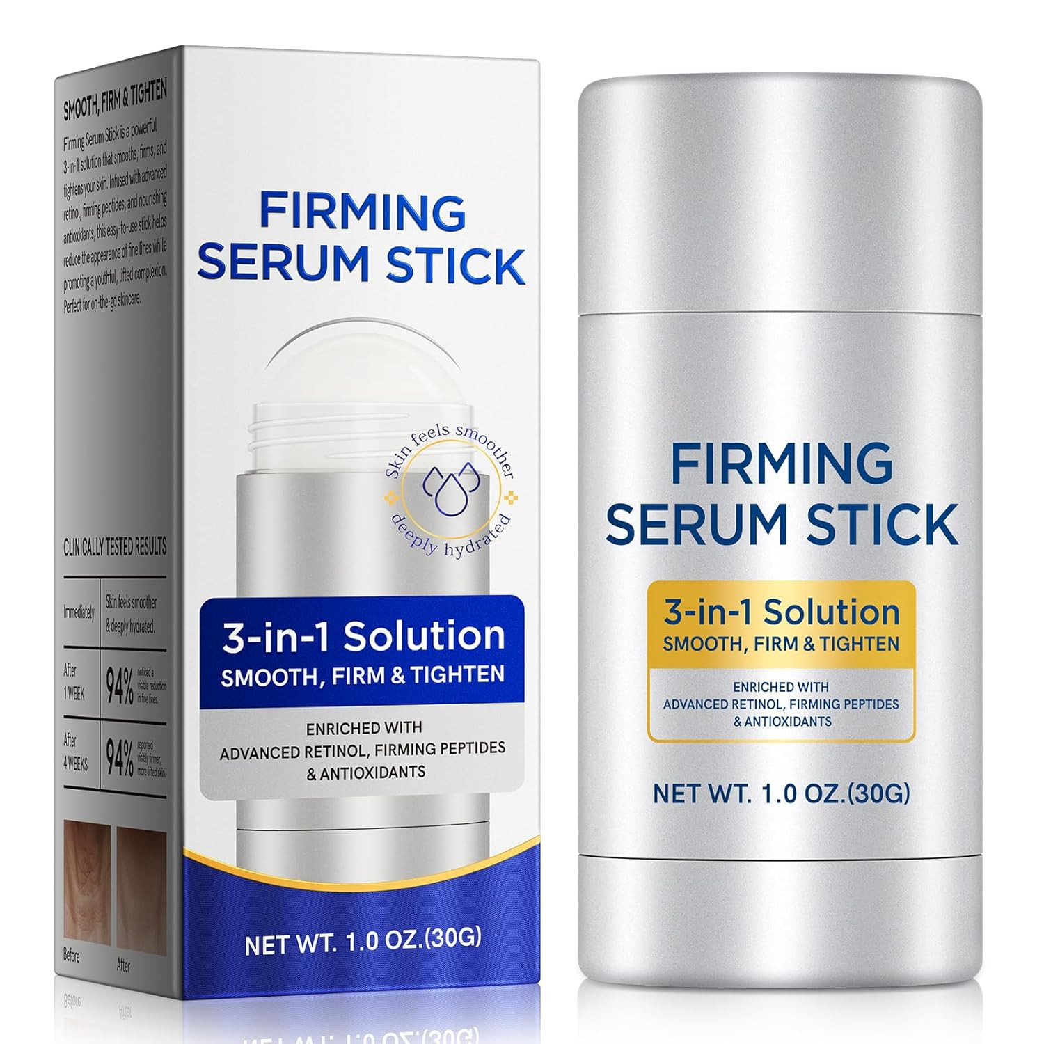 Retinol Firming Serum Stick for Face, Neck & Body – 3-In-1 Firming for Wrinkles,
