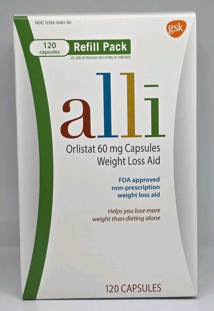Orlistat 60 mg Weight Loss Aid 120 Capsules Refill Pack New in Box 04/2027