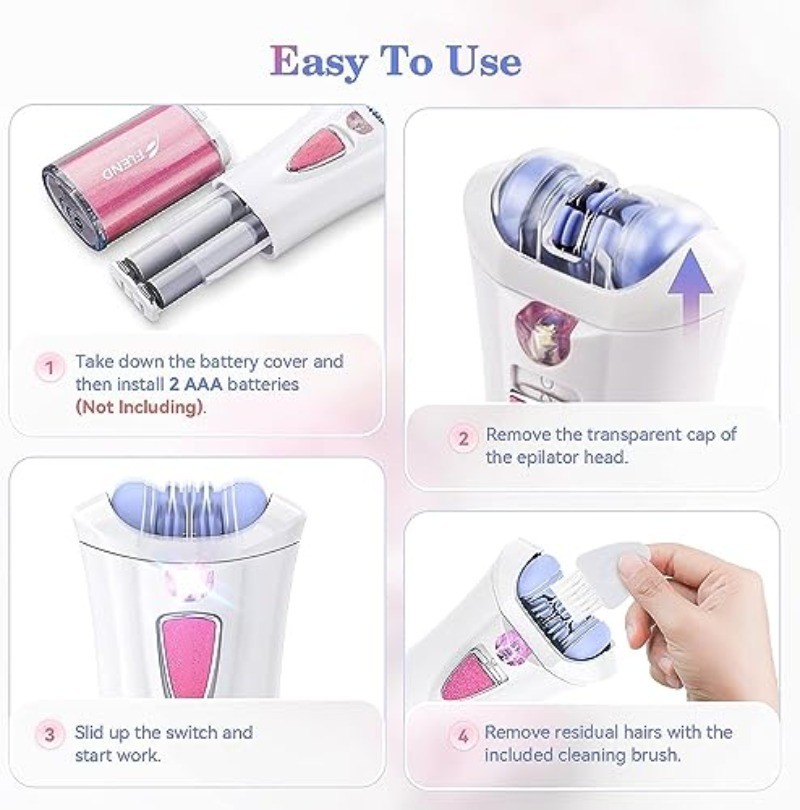Mini Epilator, Facial Hair Remover for Women, Full Body Smooth Glide Epilator, P