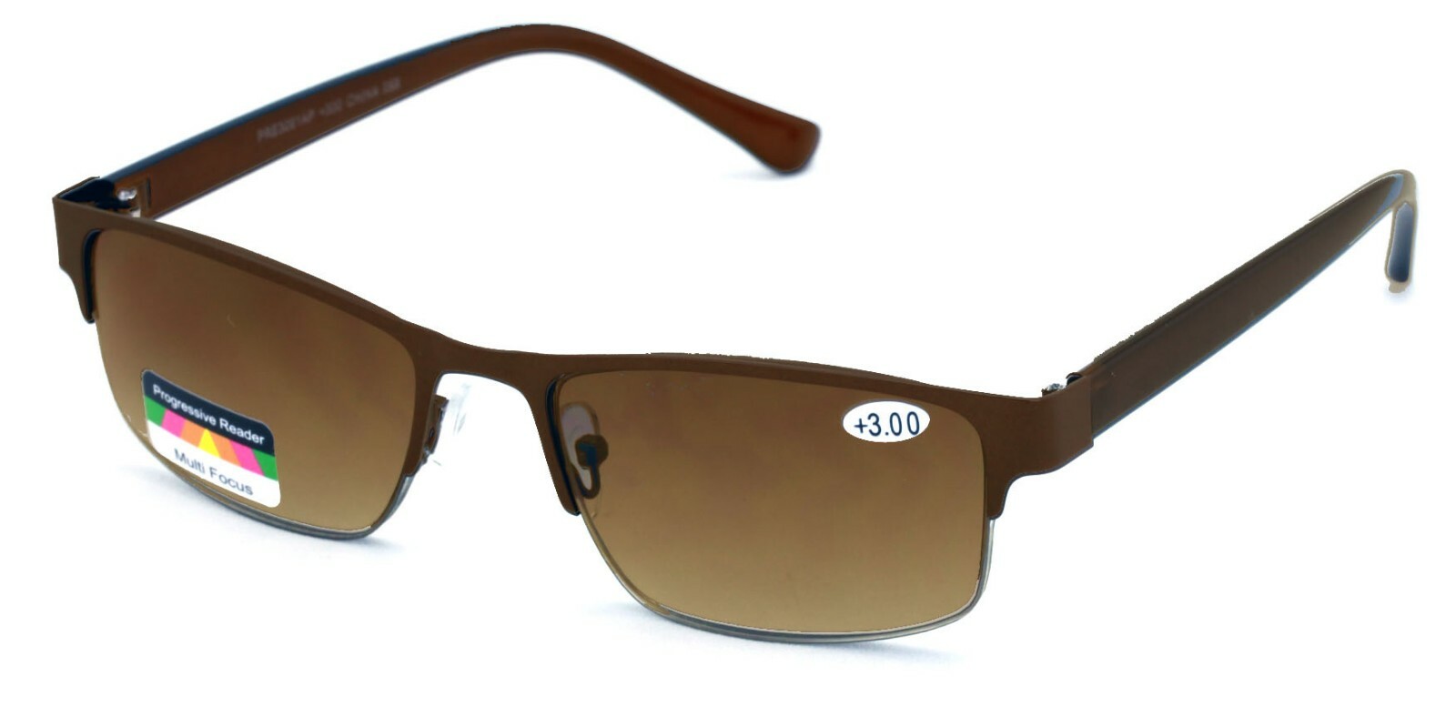 Metal Rectangle Progressive No Line Reading Glasses Tri-Focal Sunglasses Readers