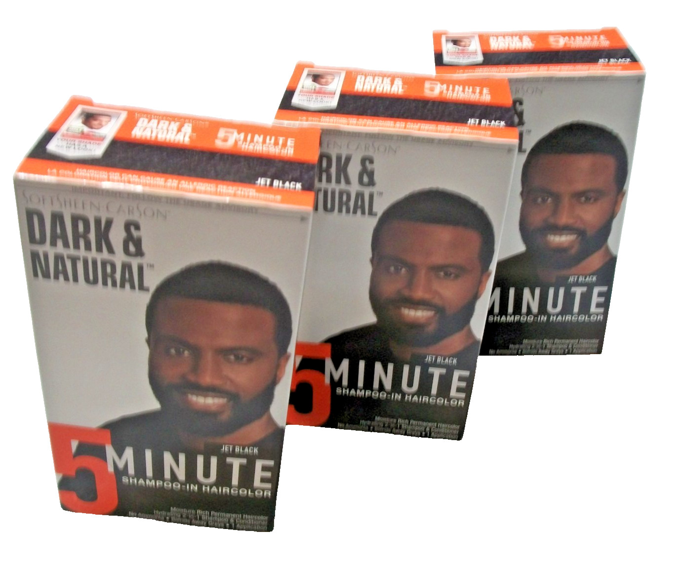 Lot Of 3 SoftSheen Carson Dark & Natural Hair Color for Men 5 Minutes Jet Black