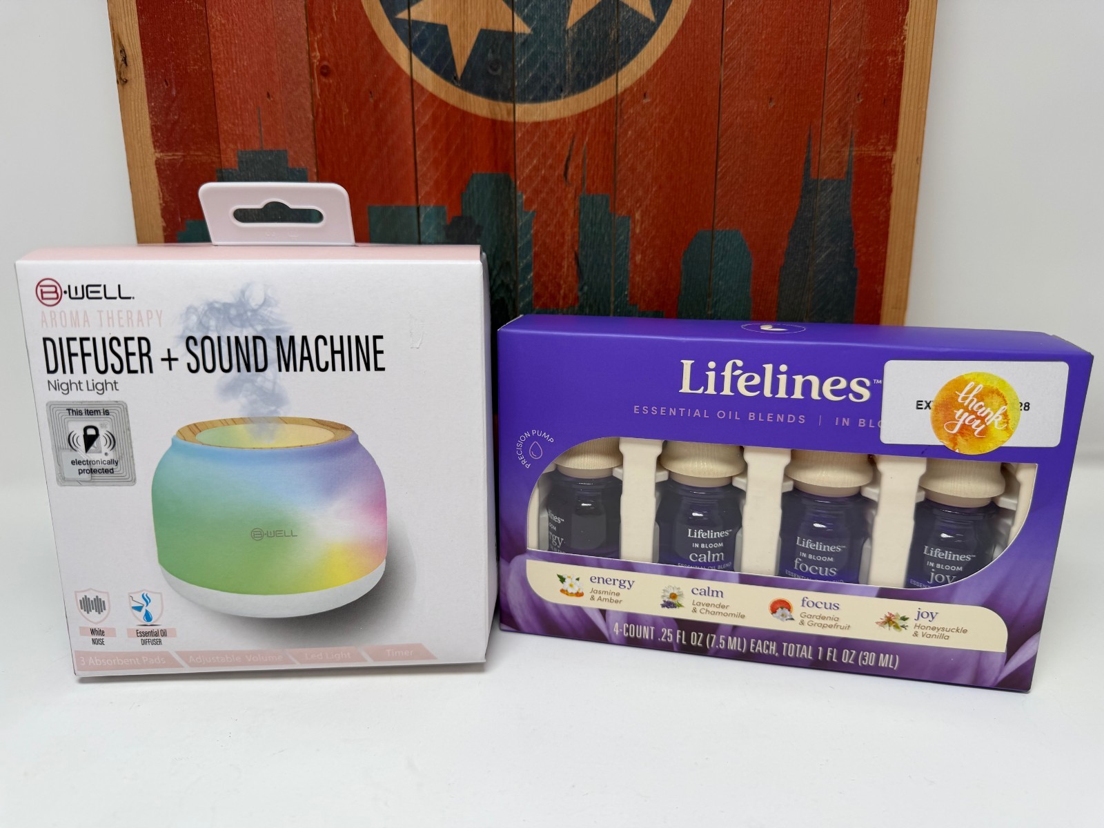 B-Well Aroma Therapy Diffuser Sound Machine Night Light Lifelines Essential Oils