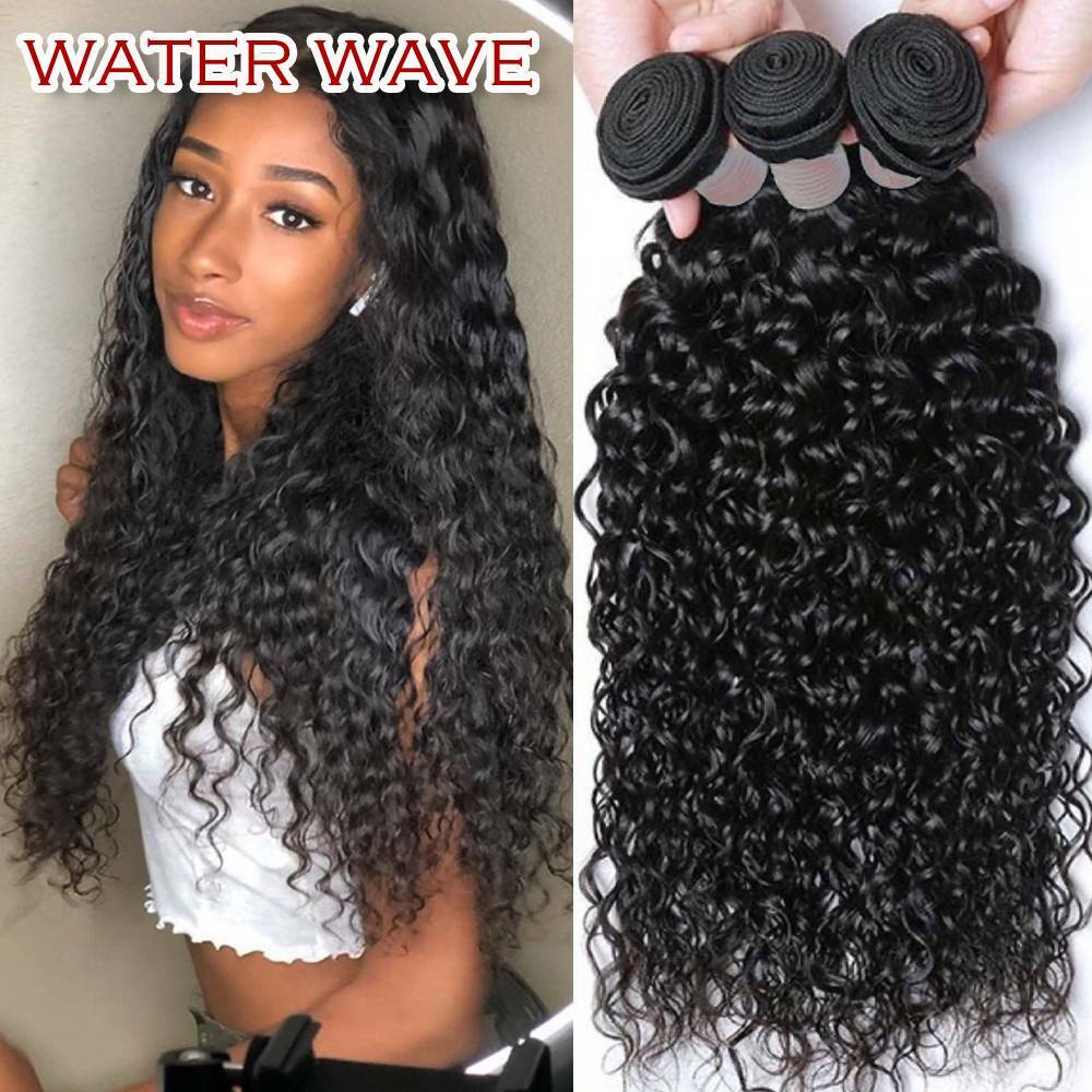 8″-30″ Indian Virgin Human Hair Extensions 3bundles Water/Deep/Curly Wave Weave