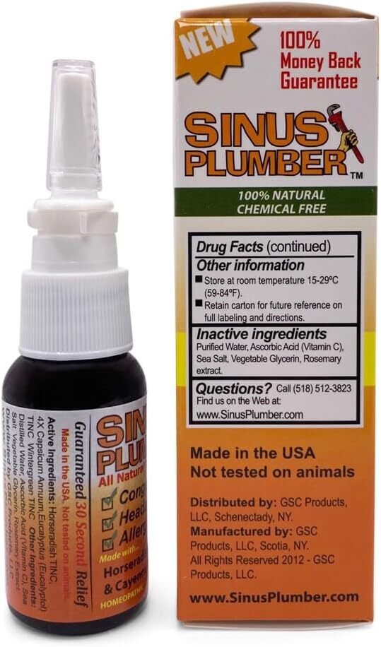 3 Pack – Sinus Plumber Pepper Nasal Spray For Allergies, Congestion & Headaches