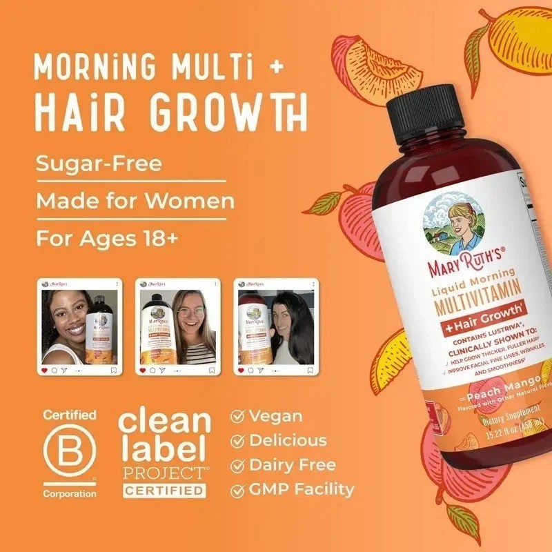 MaryRuth’s Development Multivitamin Fluid Hair Women Biotin Peach