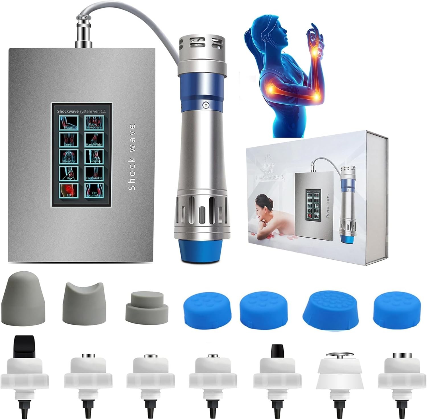 7in1 Focused Shockwave Therapy Machine Pain Relief at Home for Body Feet Knees