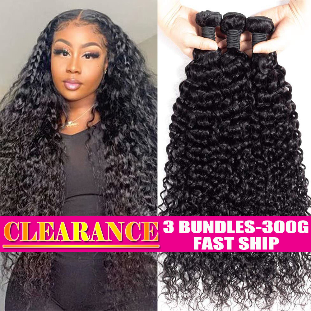 Deep Wave Brazilian Human Hair Weave Extensions 100% Virgin Curly 3Bundles Thick