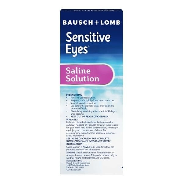 Sensitive Eyes Saline Solution from Bausch & Lomb, for Soft Contact & Gas…