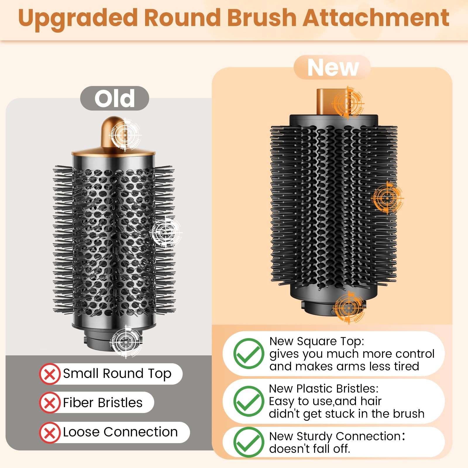 Large Round Volumizing Brush Attachment for Dyson Airwrap – Fast Drying, Smooth