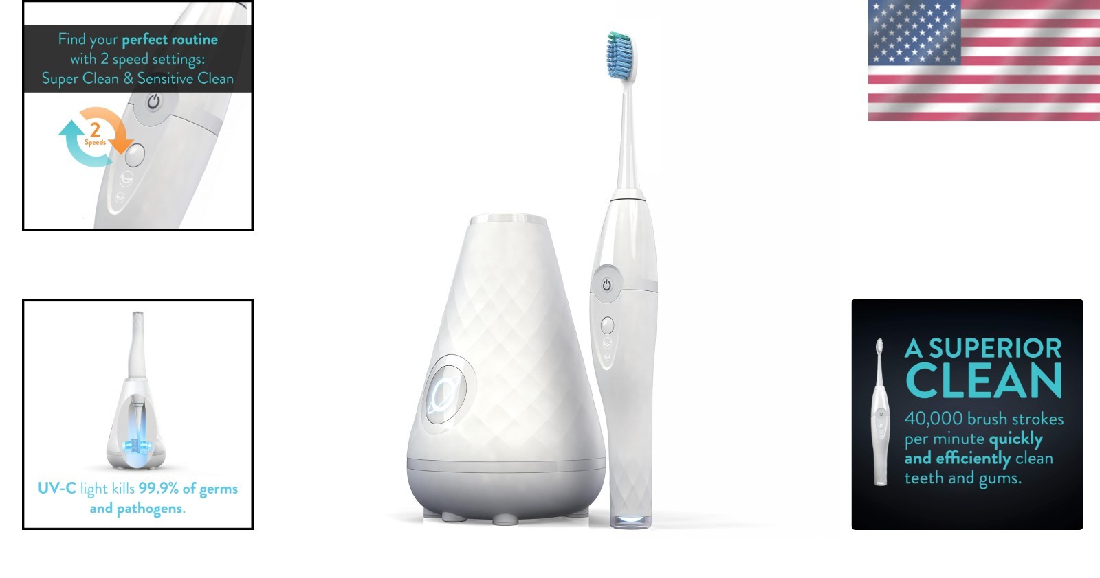 Electric Toothbrush with UV Sanitizing, White