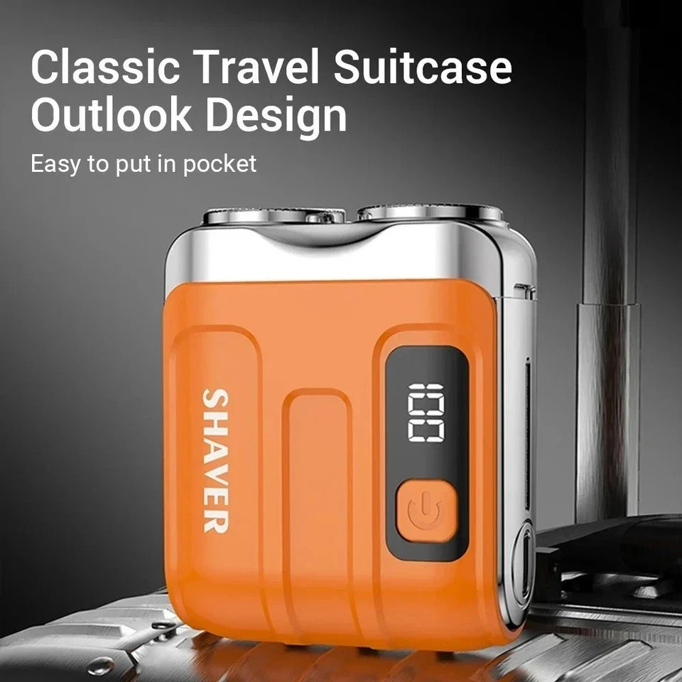 Wet Dry Use Dual Blades Waterproof Electric Smart Shaver USB Rechargeable Mini.