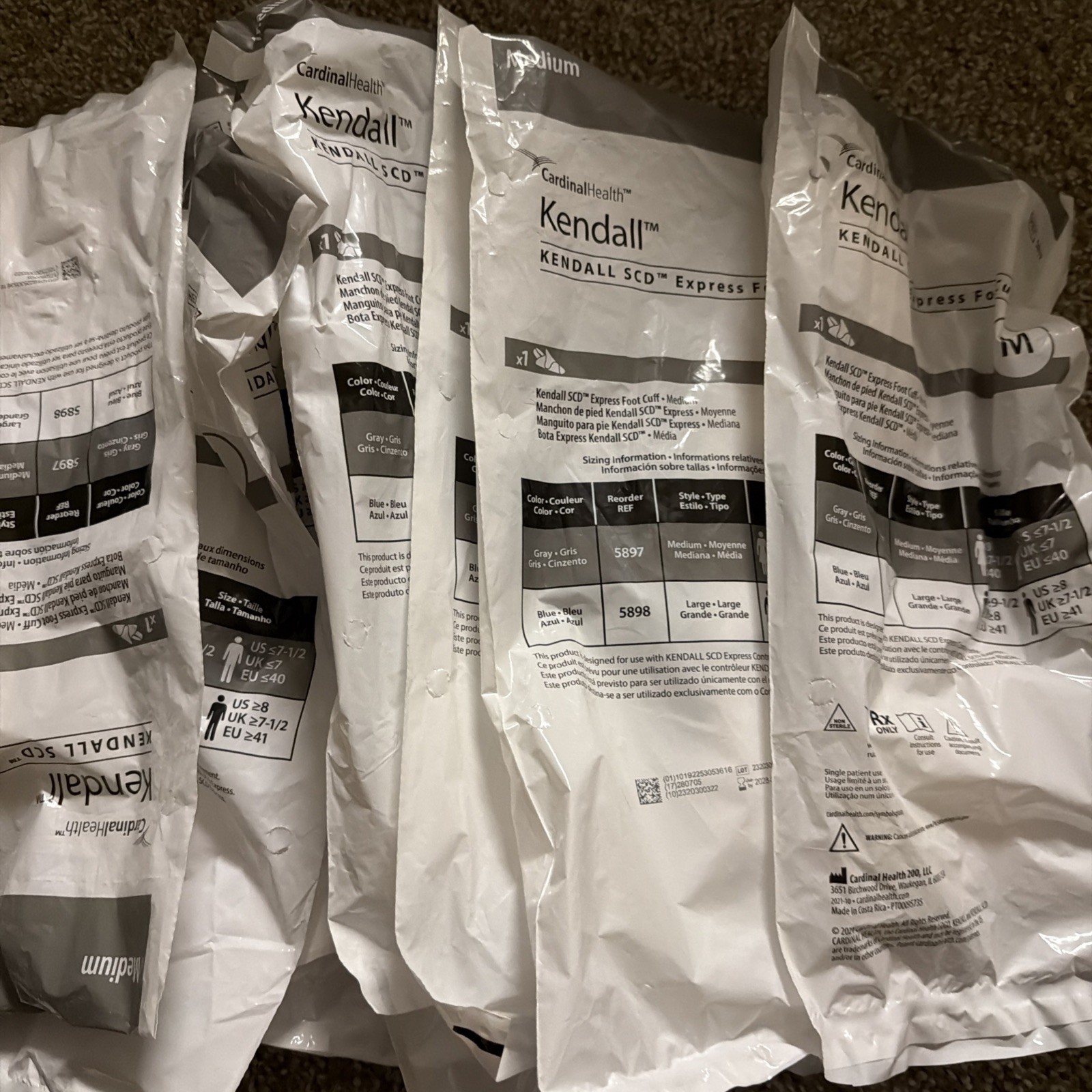 Lot of 9- Kendall SCD Express Foot Cuff Medium Use By 07-05-2028