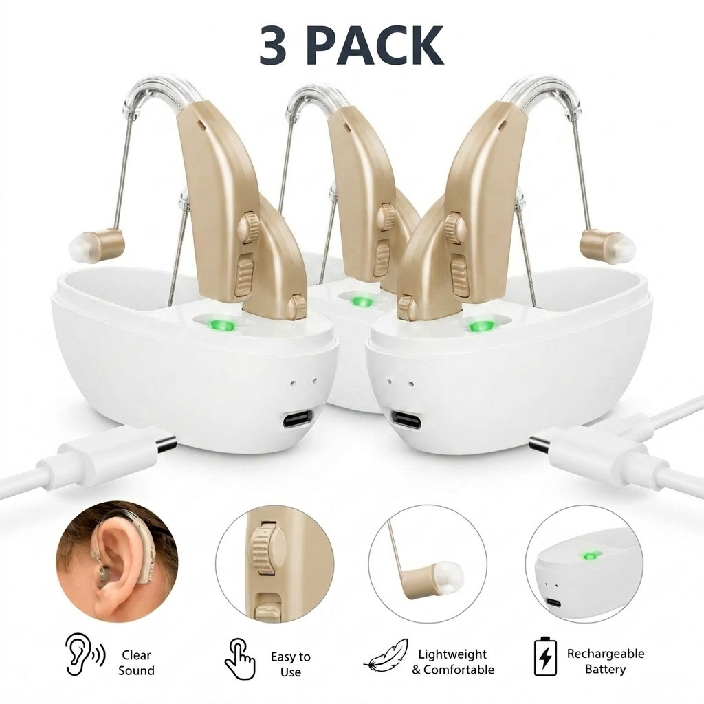 3-PACK Rechargeable Hearing Aids for Seniors | Noise Cancelling | LIMITED STOCK.