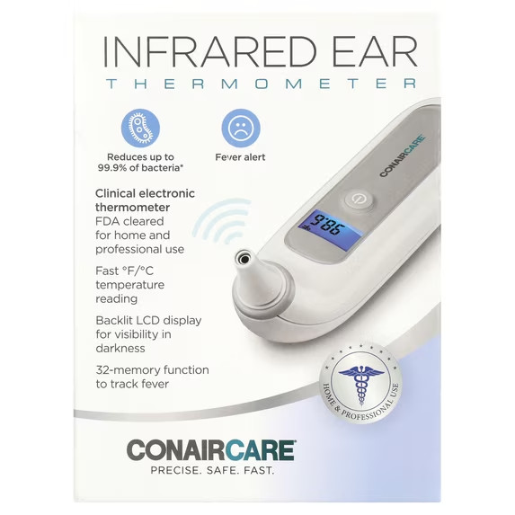 ConairCare Infrared Ear Thermometer w/ Fever Alert, LCD Backlit Display ITH94F
