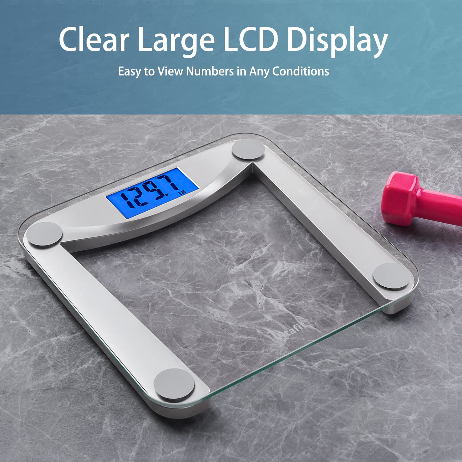 Bathroom Scale for Body Weight Accuracy 0.1Lb, 400Lb,Clear Glass | Professional