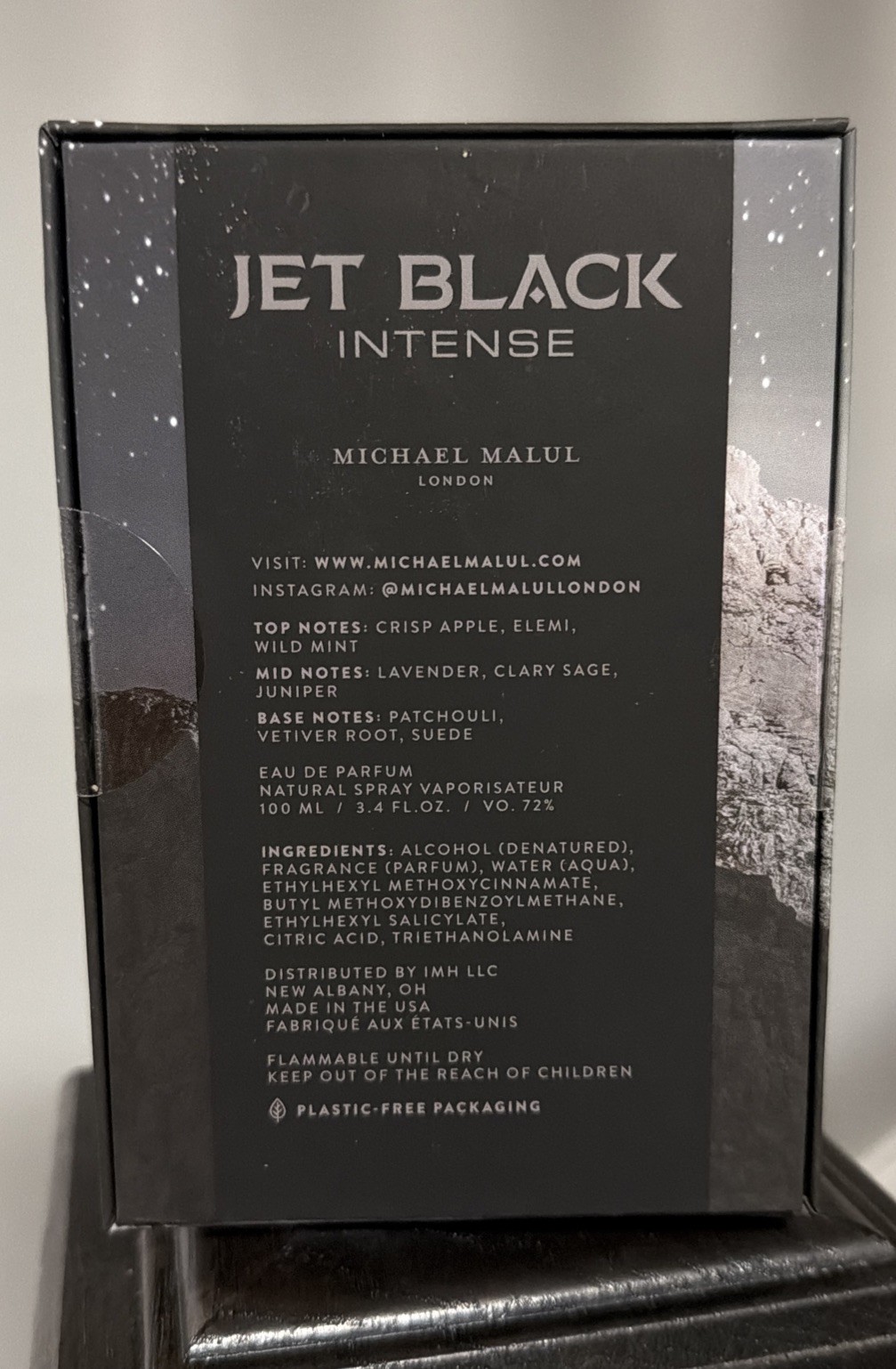 Jet Black Intense by Michael Malul Eau De Parfum Spray 3.4 oz -100ml For Men New