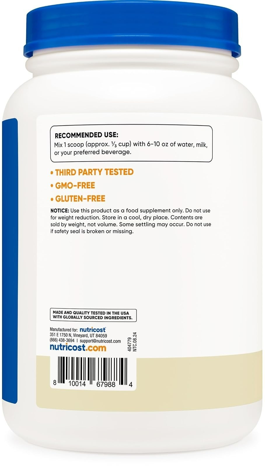 Nutricost Whey Protein Concentrate Vanilla 2lbs – 25g Protein per Serving