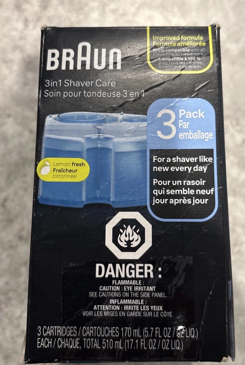 Braun Clean & Renew 3-in-1 Shaver Care Cartridges 3 Pack Lemon Fresh CCR