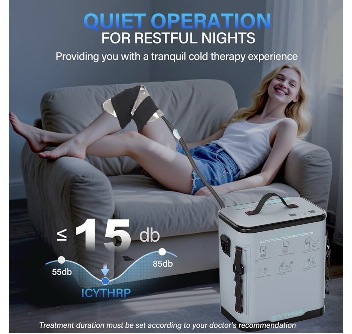 ICYTHRP Cold Therapy System Knee Pad Programmable Timer Leak-Proof FSA HSA