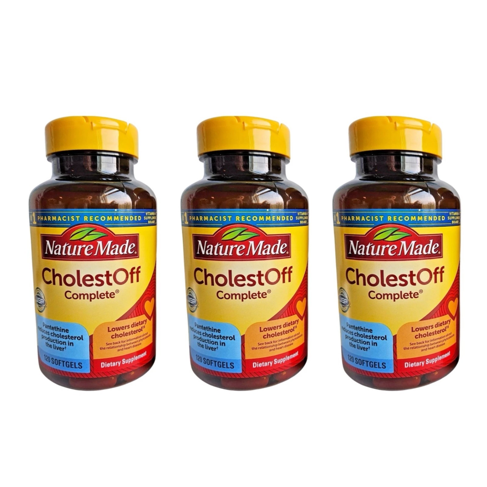 Nature Made CholestOff Complete 120 Count Heart Health Supplement 02/26 Lot o 3