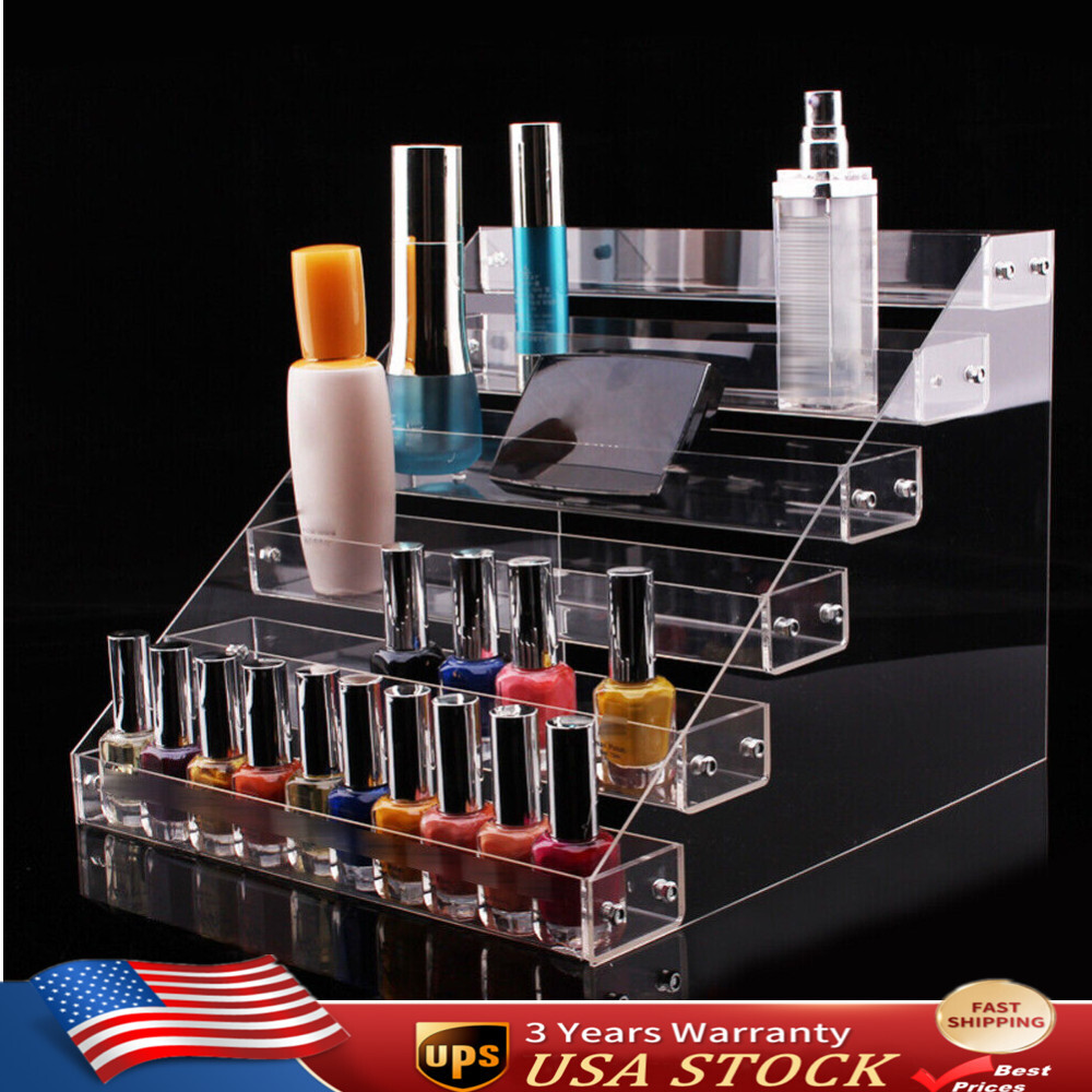 6-Tier Clear Acrylic Rack Perfume Makeup Ladder Display Stand Risers Shelf