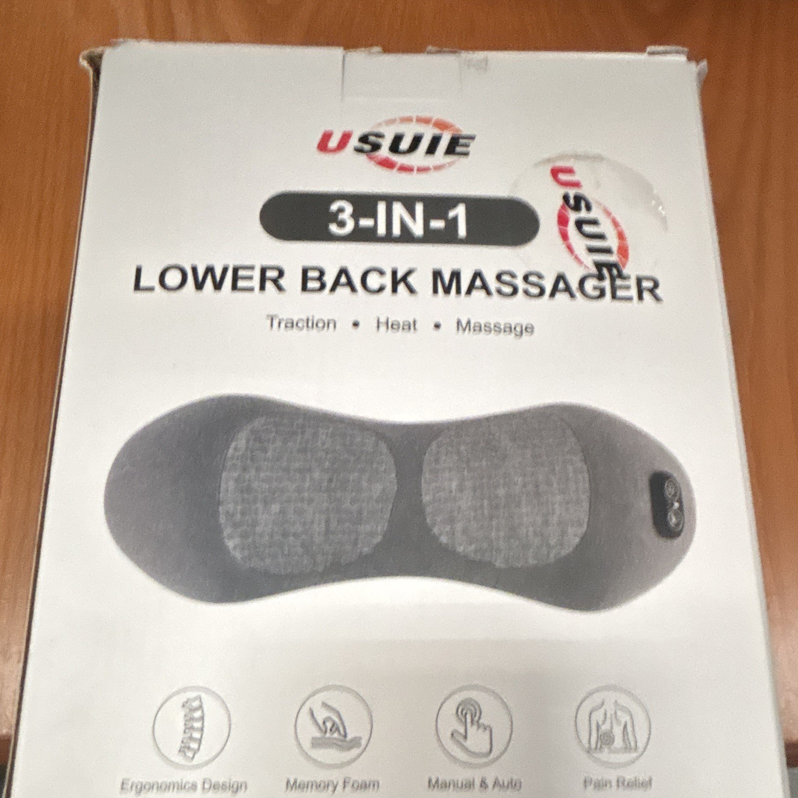 USUIE 3-in-1 Lower Back Massager w/ Heat & Traction, Memory Foam – Gray
