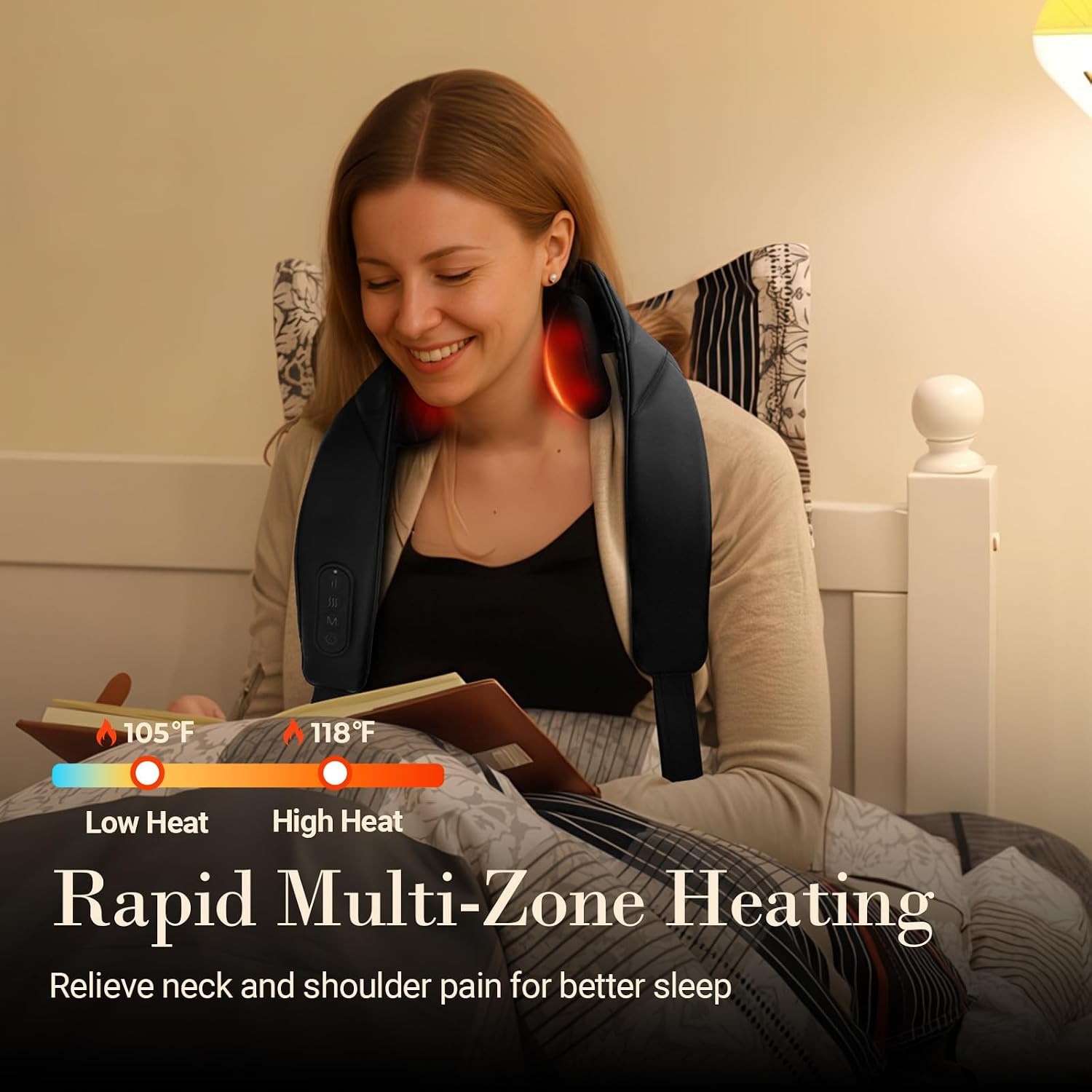 Cordless Neck Massager with Heat, HSA Store FSA Eligible 4D Shiatsu Shoulder Mas