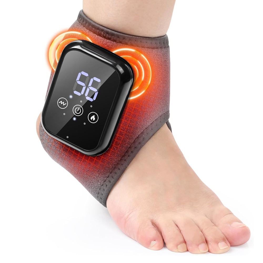 Cordless Foot and Ankle Massager Brace for Pain Relief Heating Vibration Therapy