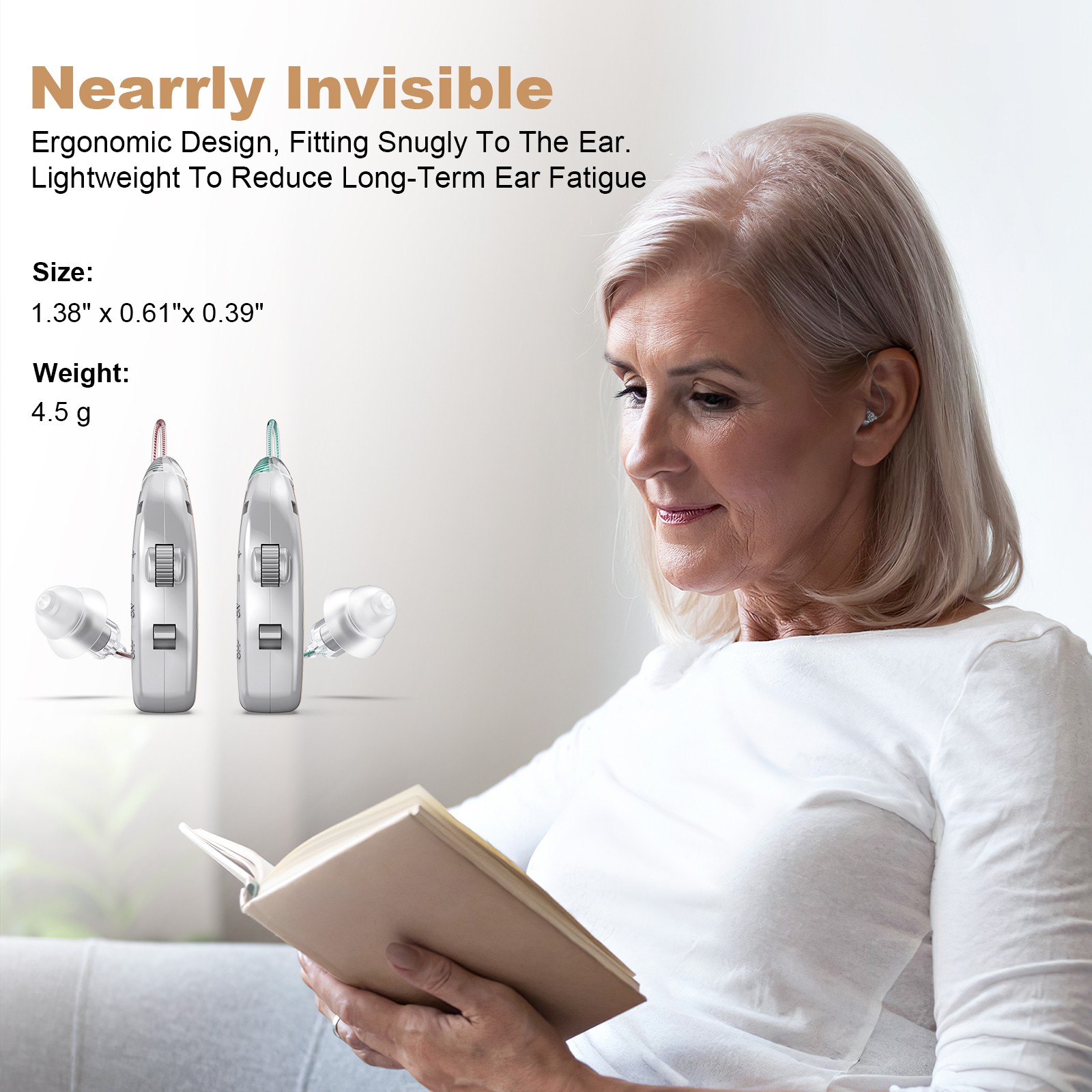BTE Digital Rechargeable Hearing Aid For Severe Hearing Loss With Charging Case