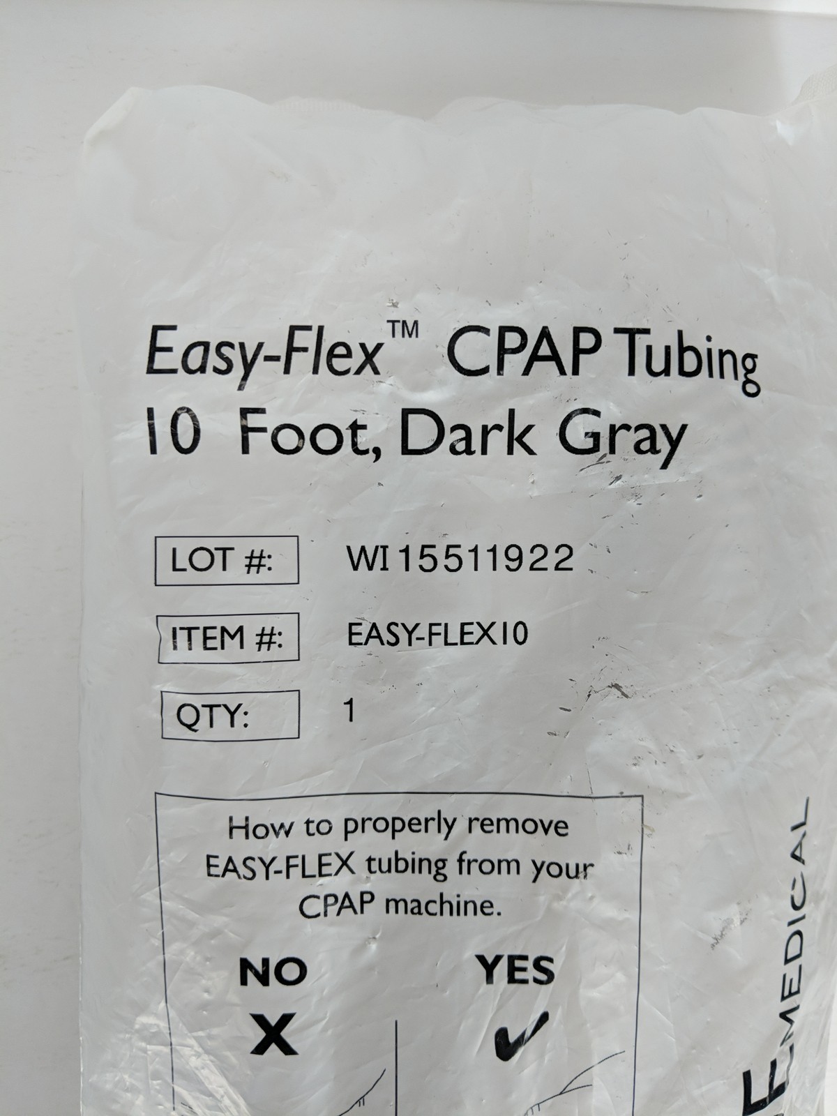 Roscoe Medical Easy-Flex CPAP Tubing 10 Foot Dark Gray New Old Stock EASY-FLEX10