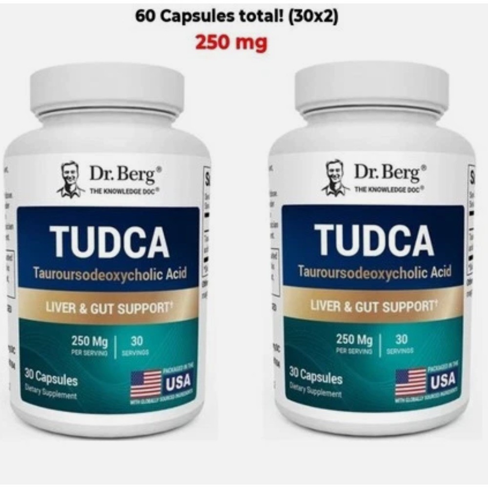 TUDCA, 2 PACK – Tauroursodeoxycholic Acid supplement 250 mg,30 Caps(60 tota1!)