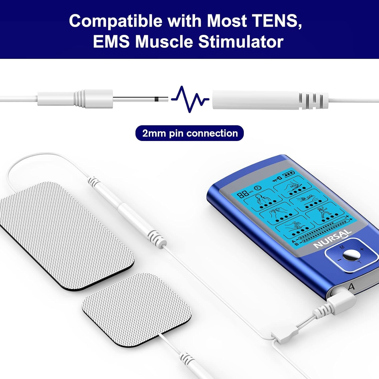 40 TENS Electrode Pads EMS Replacement Unit 7000 3000 2×2 Muscle Stimulator BULK