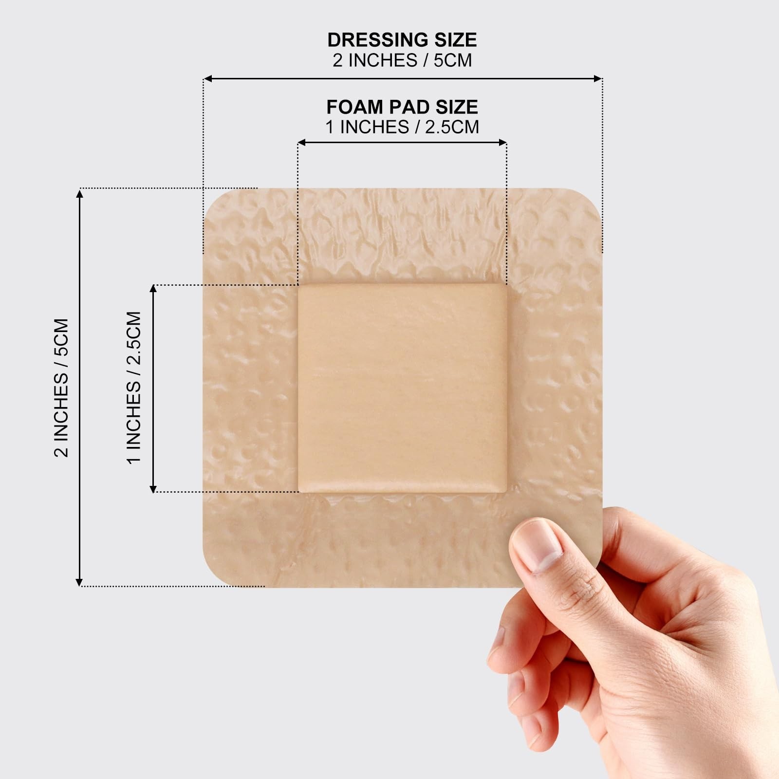 40 Pcs Waterproof Silicone Foam Dressings 2×2, Self-Adhesive Wound Care Pads